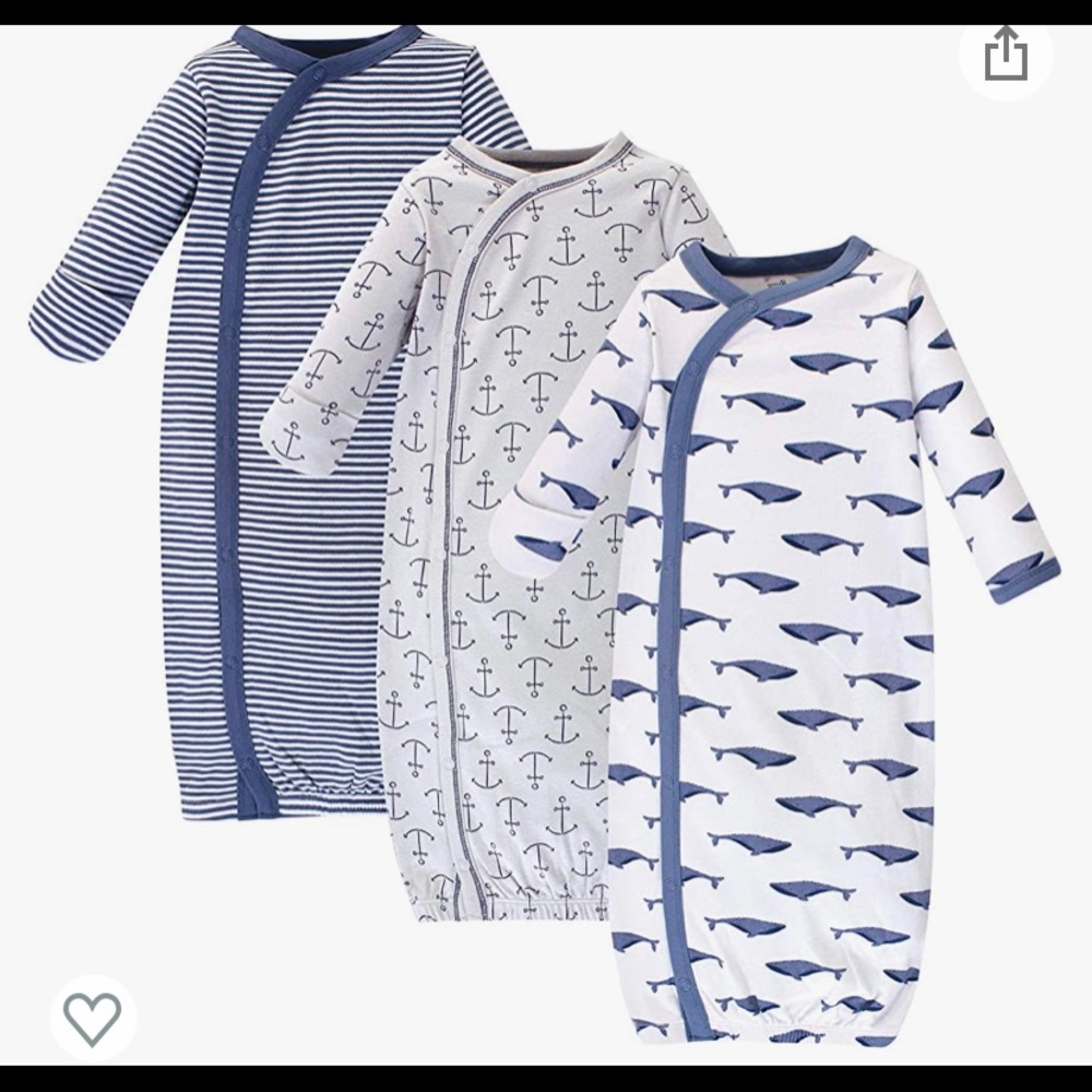 3 Touched by Nature Organic Preemie gowns